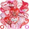 Red Heart Valentine Balloons – 16 Pcs ‘I Love You’ Foil Mylar Balloons for Happy Valentine’s Day Romantic Party Decorations